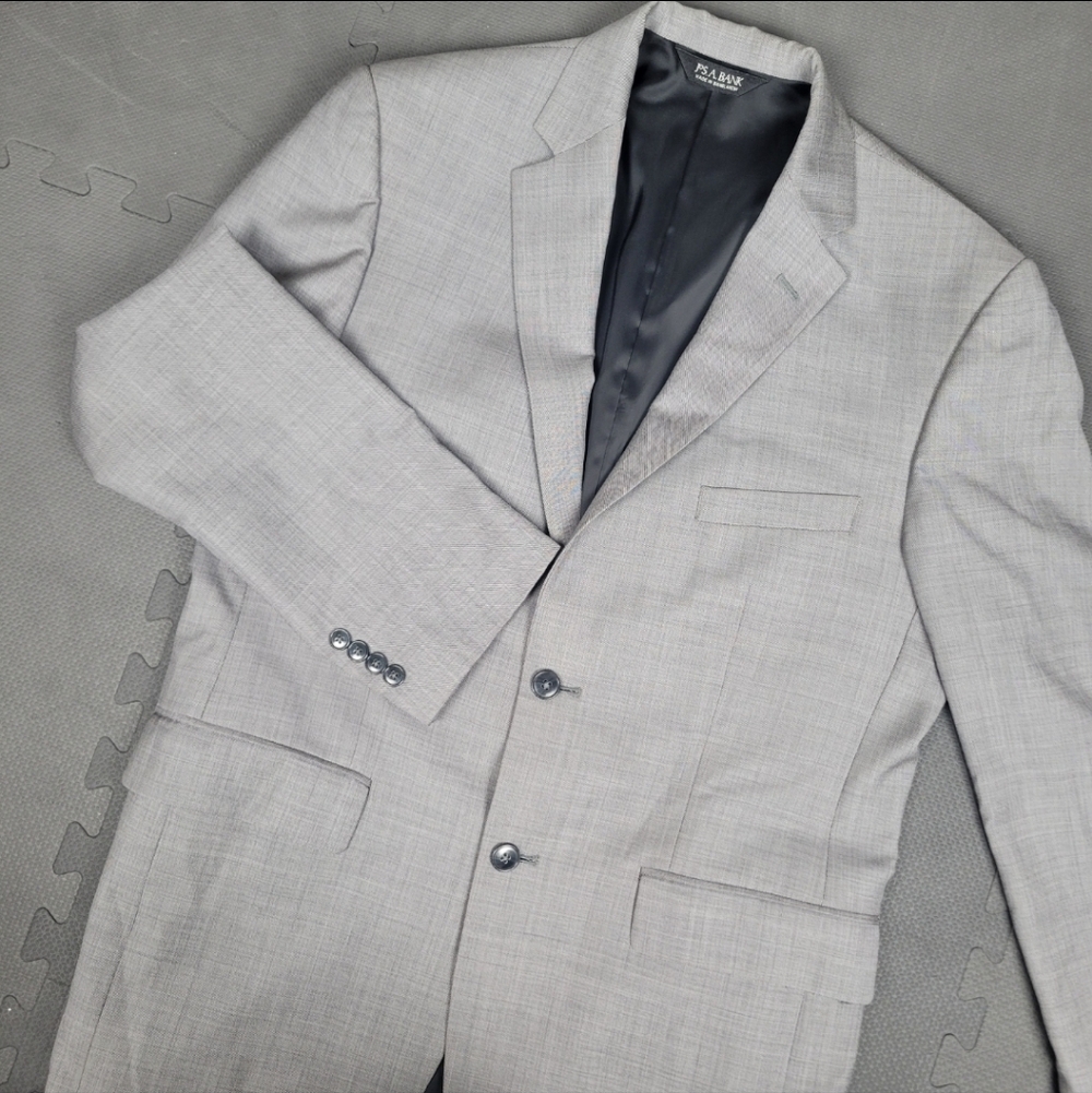 Jos A Bank Traveler Blazer Jacket Tailored Fit Mens 41R Gray 100% Wool